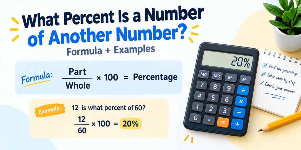 What percent is a number of another number formula and examples